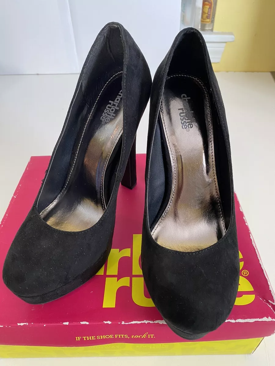 Charlotte Russe Womens Size 8 Black Slip On Heels Platform Pumps Suede