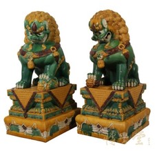 Chinese Antique Huge Colored Glaze Ceramic Foo Dog 13LP42