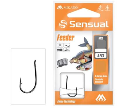 Mikado Sensual gebundene FEEDER 9109 Angelhaken superscharf Gr.14 - 4 schwarz