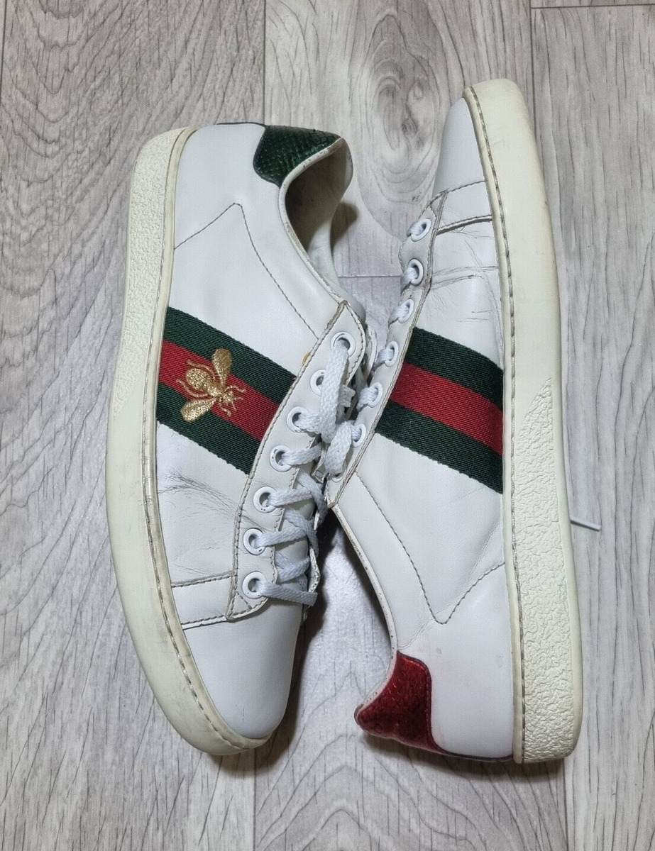 Gucci Shoes Women's Ace Golden Bees Supreme Leather Sneakers White Size 7 us