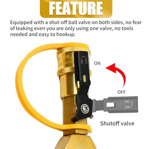 1/4" RV Propane Quick Connect Y Splitter Adapter with Shutoff Valve Quick Con... - Picture 5 of 7