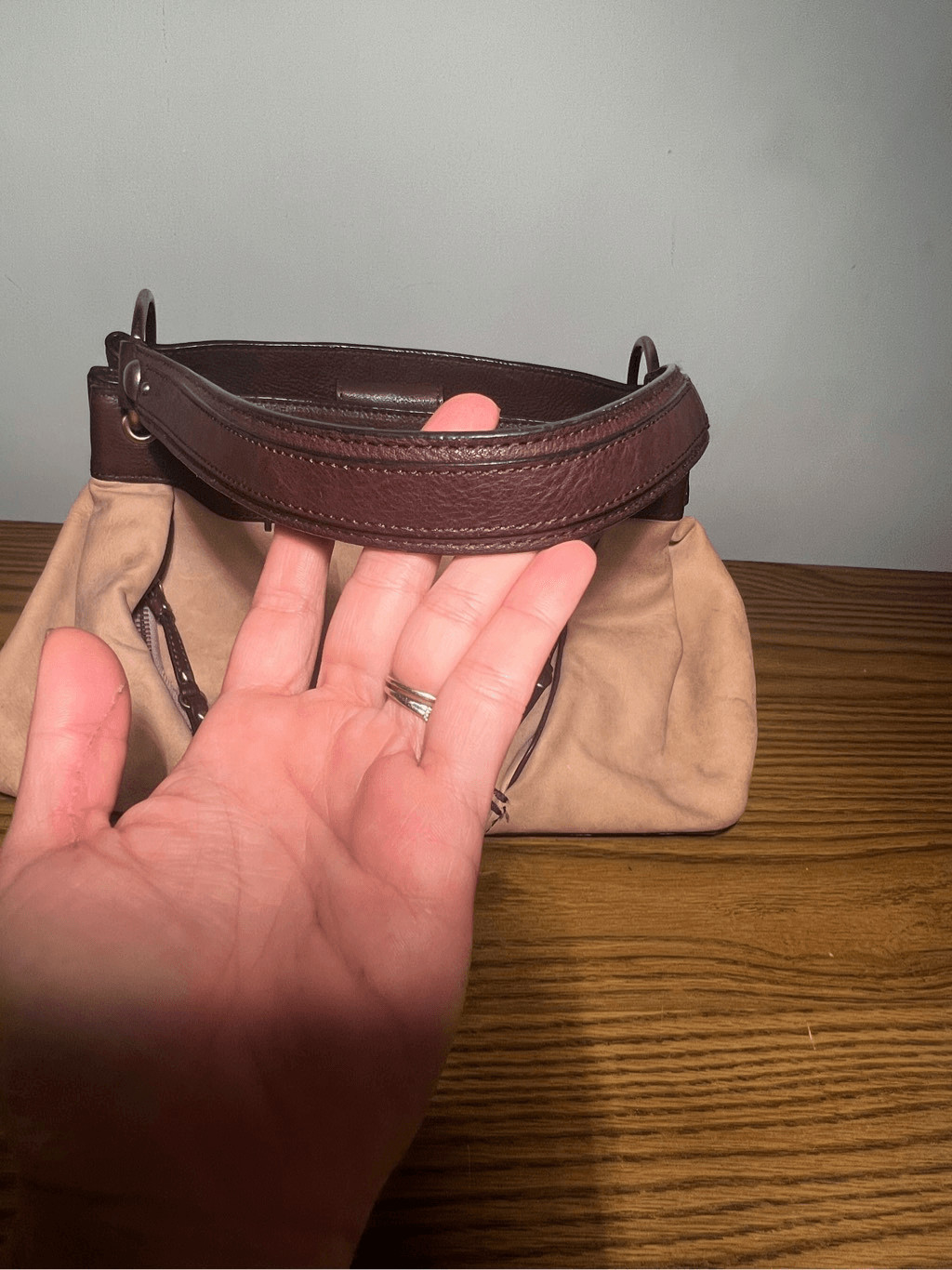 Tre Vero Leather Satchel Shoulder Bag Black & Tan - image 5