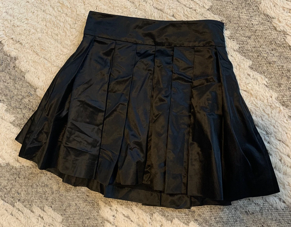 Rugby Ralph Lauren Mini Accordion Pleated Skirt Size 4 Black Silk Cotton