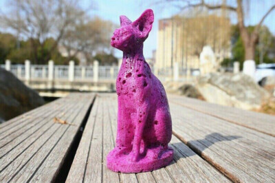 1pc Natural Ruby Quartz Carved Hairless cat Skull sculpture Crystal Reiki