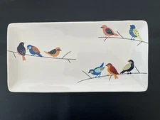 Pier 1 Imports Ironstone Bird Motif Serving Platter Tray Dish 12 x 6