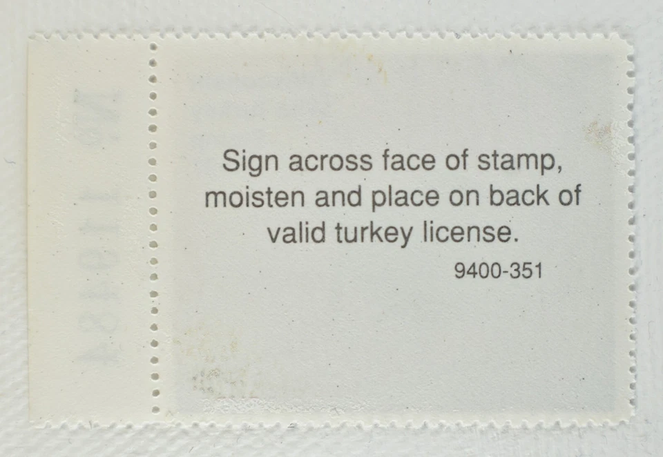 US WISCONSON WILD TURKEY STAMP W/SELVAGE SERIAL NUMBER MNH OG, 1997 - Image 2 of 2