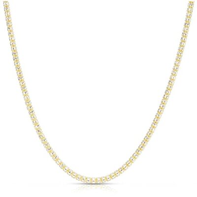 JewelStop 14K Two Tone Gold 2.74mm Diamond-Cut Textured Iced Chain Lobster Clasp