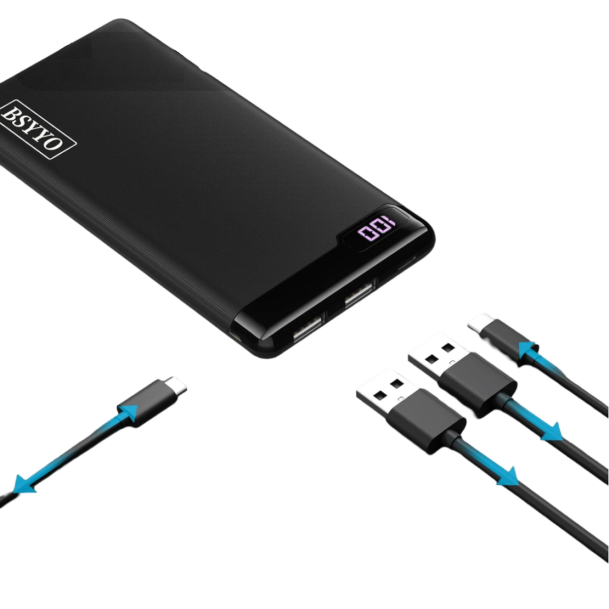 BSYYO power bank15W 10600mAh LED display portable charger USB A ports  USB C