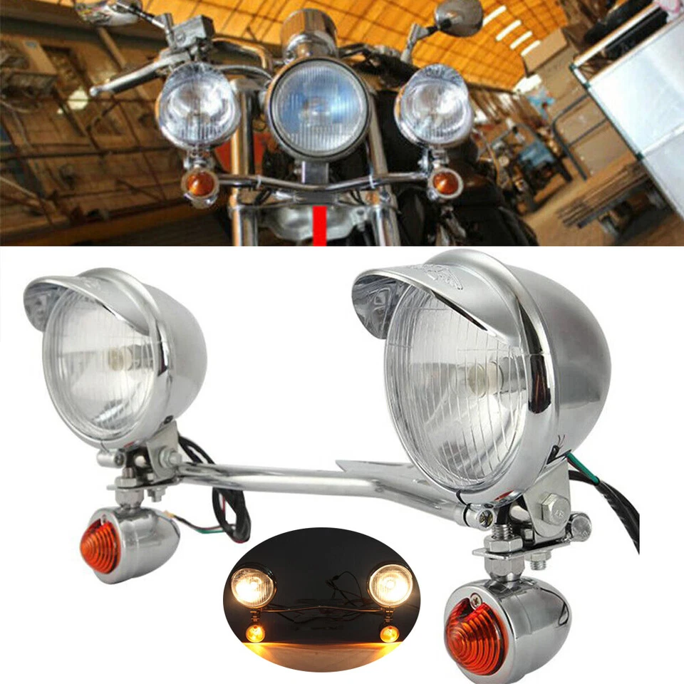 Passing Turn Signal Lamp Driving Fog Spot Light Bar Kit For Harley Motorcycle US - Image 2 of 4