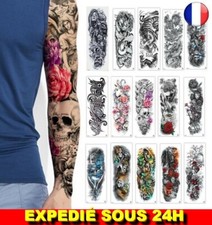 ✅ Tatouage Temporaire Autocollant Bras Crâne Lion Loup Dragon Corps Homme Femme