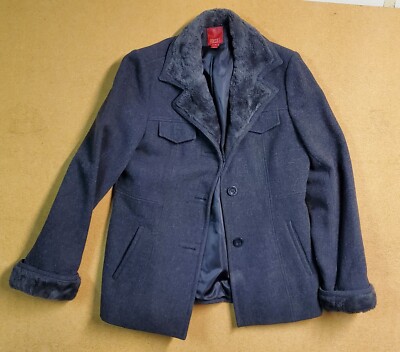 Esprit Womens Vintage Y2K Faux Fur Trim  Lined Jacket Size Medium.
