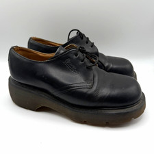 VTG Dr. Martens Made In England Black Leather Platform Chunky Oxfords US 6 UK 4