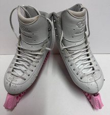 Jackson Elle Ice Figure Skates 2131 Size 2 W Girls White Mirage Blade GWO FC+