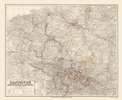 Historic Map - Hannover Germany - Weimar 1856 - Vintage Wall Art