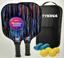 Hittiona Fiberglass Pickleball 2 Paddles 4 balls 1 Bag 2 Cooling Towels
