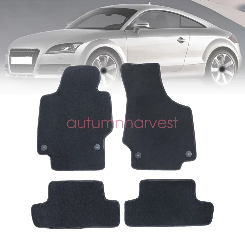 Alfombrillas de terciopelo delanteras y traseras negras 4 piezas nuevas para Audi TT 2006-2014 Foto 2 de 4