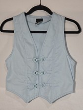 Thats Me Womens Vest Size 7 Light Blue Vintage Cropped 3 Clasp Front Whimsigoth
