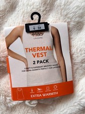 M S Thermal Vest 2 Pack UK 6 Extra Warmth Brushed White NWT Layering Top
