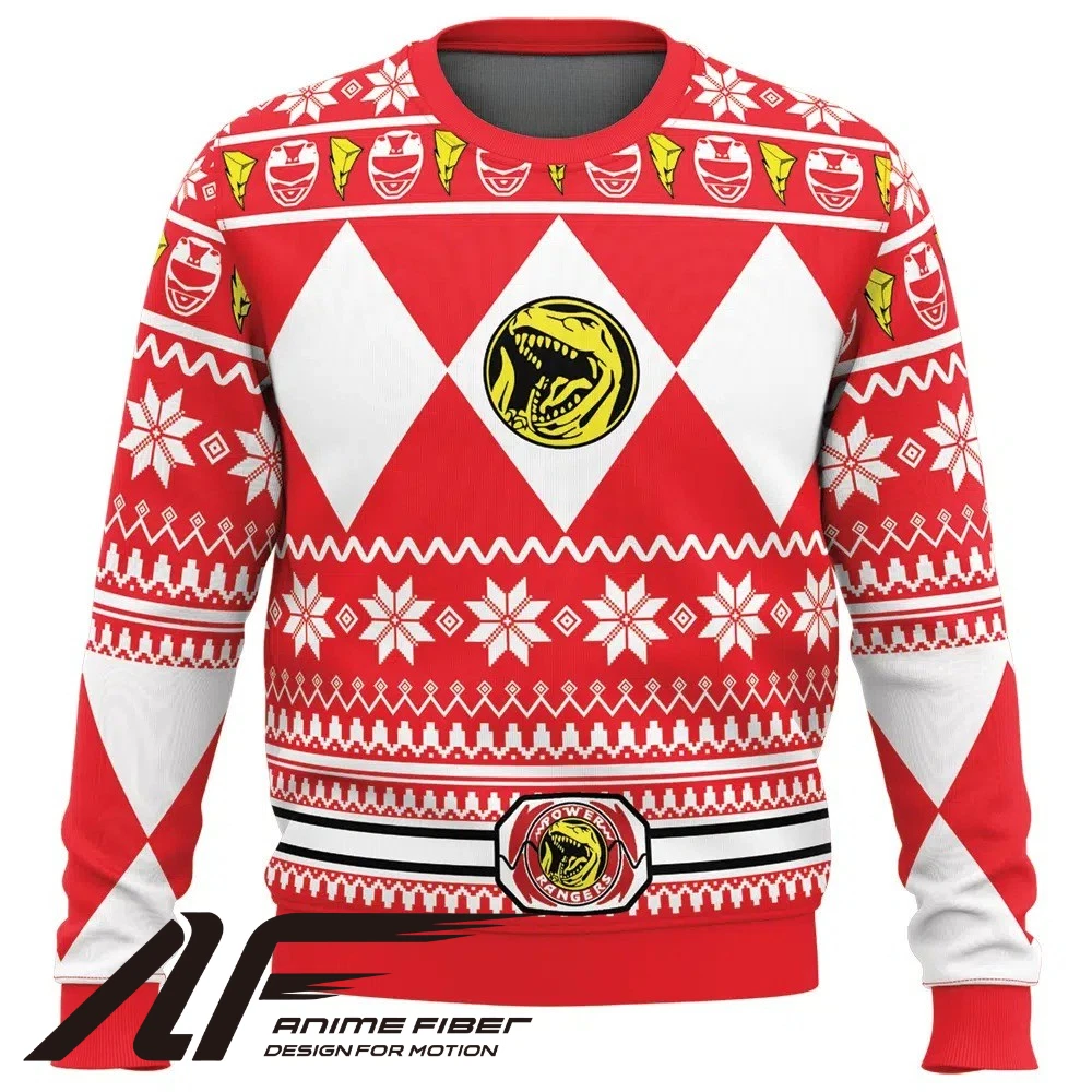 Power Rangers Mighty Morphin Red Ranger Christmas Ugly Sweater
