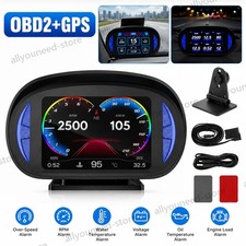 Obd2gps Hud Car Gauge Head Up Digital Display Speedometer Turbo Rpm Alarm Temp