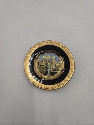 RARE 24k Gold CHOKIN 3'' MINI PLATE Dish NYC New York Liberty Twin Towers Rock