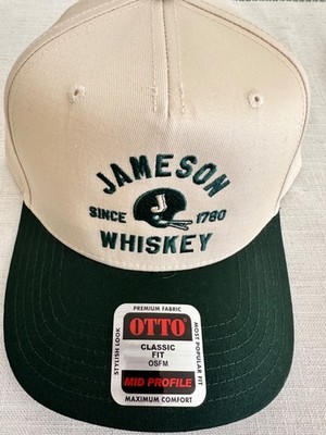 Jameson Irish Whiskey Cream Colored Baseball Hat with Green Football - Rare!!