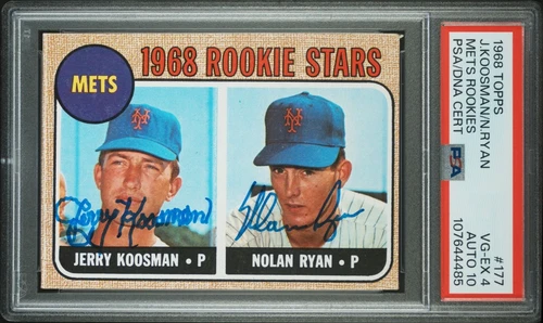 Nolan Ryan 1968 Topps 177 RC Rookie HOF Signed Auto PSA 4 Auto 10 Dual Auto