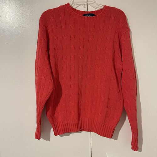 Vintage Polo Ralph Lauren Cable Knit Sweater Mens S Orange 100% Cotton Crew Neck - Image 1