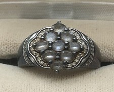 Vintage Mid Century Sterling Silver CZ Cluster Ring Size 8.75