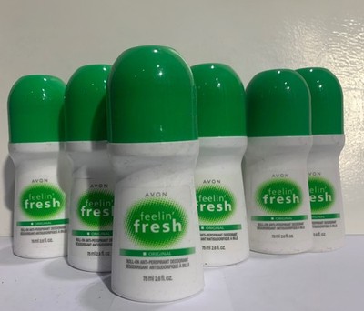 Lot of 6 Avon Feelin' Fresh Original Roll-On Anti-Perspirant Deodorant 2.6 fl oz