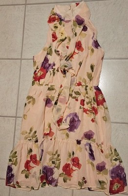 Lauren Ralph Lauren Women's Floral Chiffon Sleeveless Dress Size 8 Pink