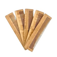 5 Bamboo Wood Pocket Beard Comb Set of 5, 100% Natural Wooden Combs for Beard, H