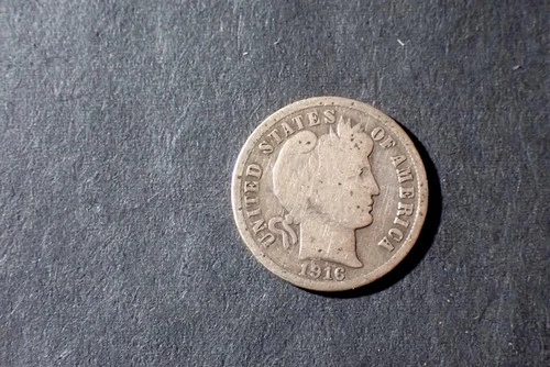 A Lot of one  silver Barber dimes dated  1916 Good+ Cond set RGR 522