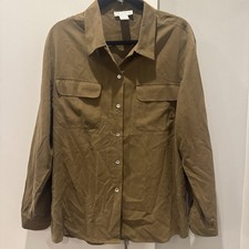 Annie Alexander vintage 100 silk button-up shirt with pockets