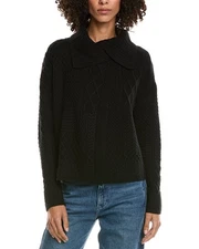 Incashmere Mix Cable Stitch Overlap Wool-Blend Cardigan Women's