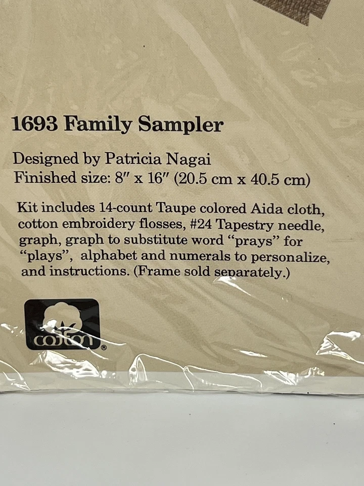 Kit de punto de cruz círculo creativo vintage #1693 sampler familiar 8x16 Foto 3 de 4