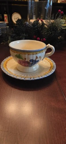 Vintage 1940's Stangl Harvest Cup & Saucer Set. #3341 - 2 pcs available.