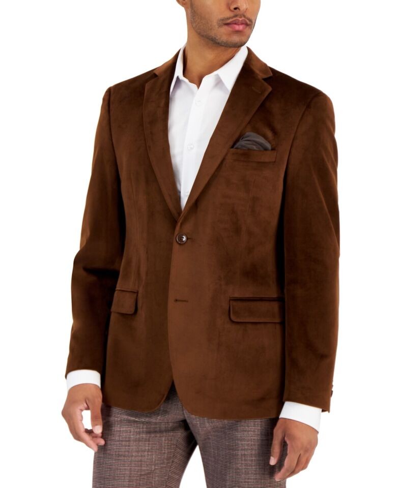 Alfani Mens Slim Vicuna Velvet Blazer Sport Coat 44 L NEW TSAA1QSY0007