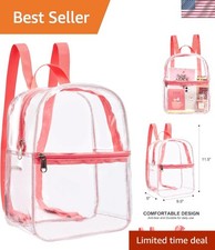 Elegant Pink Waterproof Clear Backpack with Adjustable Straps for Security