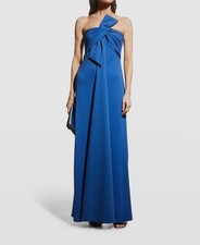 650 Badgley Mischka Women's Blue Draping Bow Strapless Gown Dress Size 4