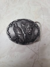 Indian And Eagle SiskiYou Buckle Co. Belt Buckle Made In USA c1990