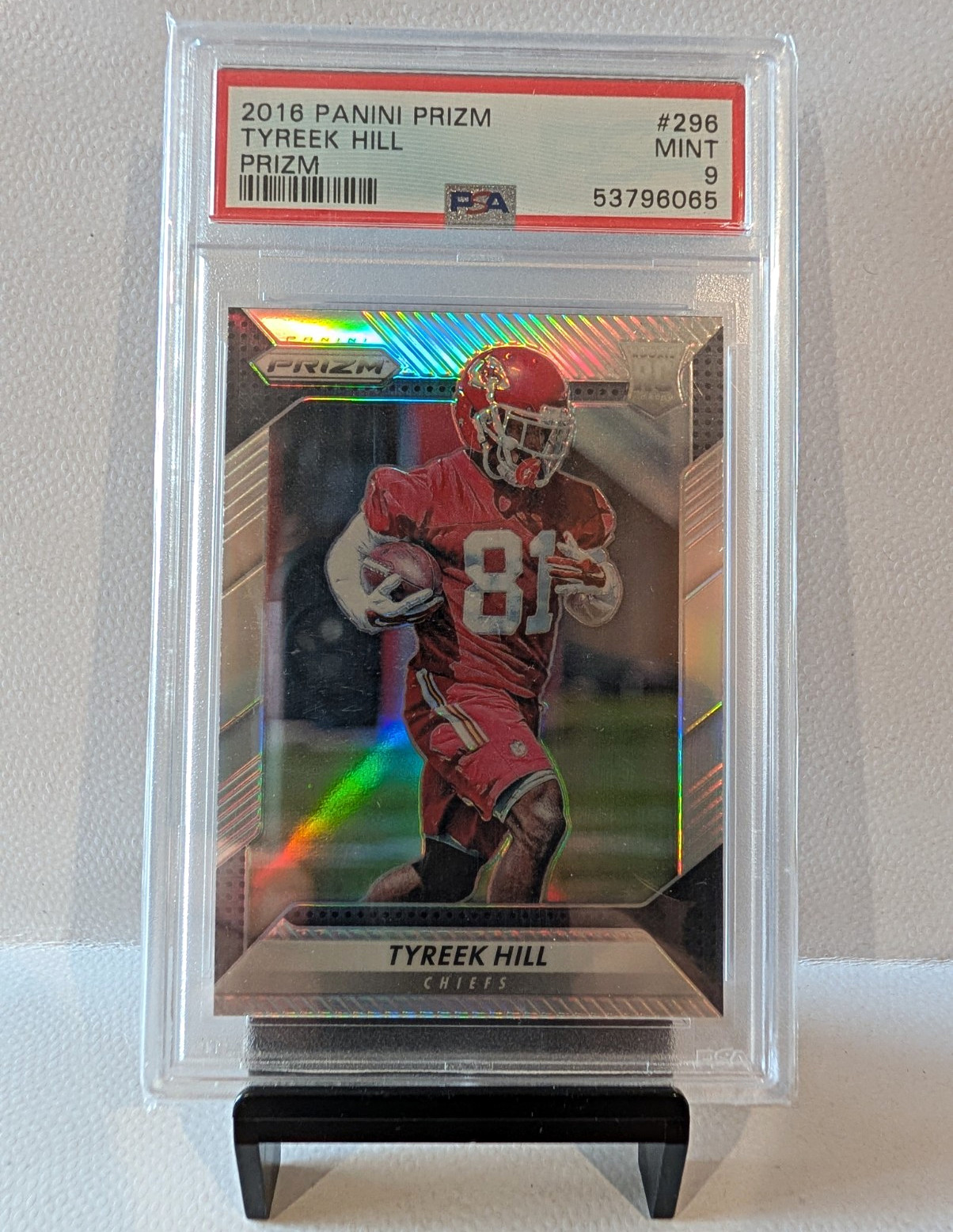 Panini 2016 Prizm Tyreek Hill Rookie #296 Silver Prizm PSA 9 Chiefs view 1