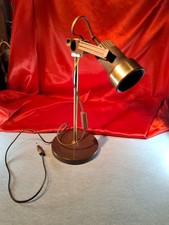 Alte Tischlampe Schreibtisch Leuchte Nachttisch Lampe Gold Braun Vintage (6314)