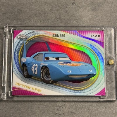 2025 Topps Disney Chrome Strip The King Weathers Cars 57 Pink Refractor /250