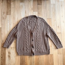 JENNI KAYNE Cable Fisherman Cocoon Cardigan 100 Cotton Womens Size Large