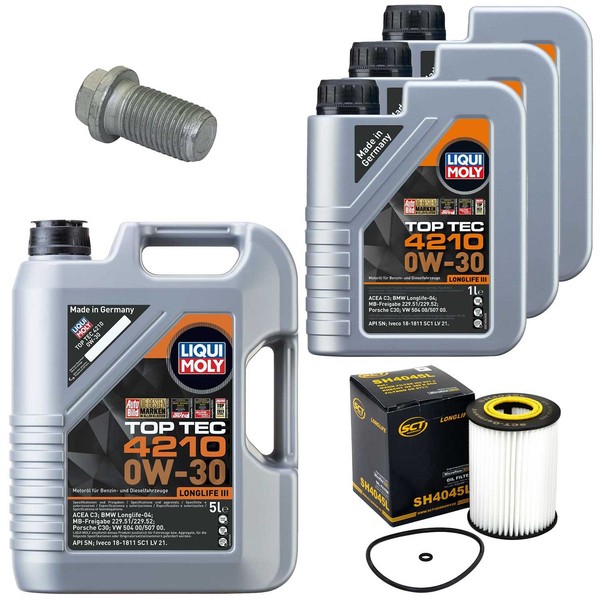 MotoröL Filter Set Top Tec 4210 0W-30 8 Liter + Schraube FüR Mercedes E-Klasse-image