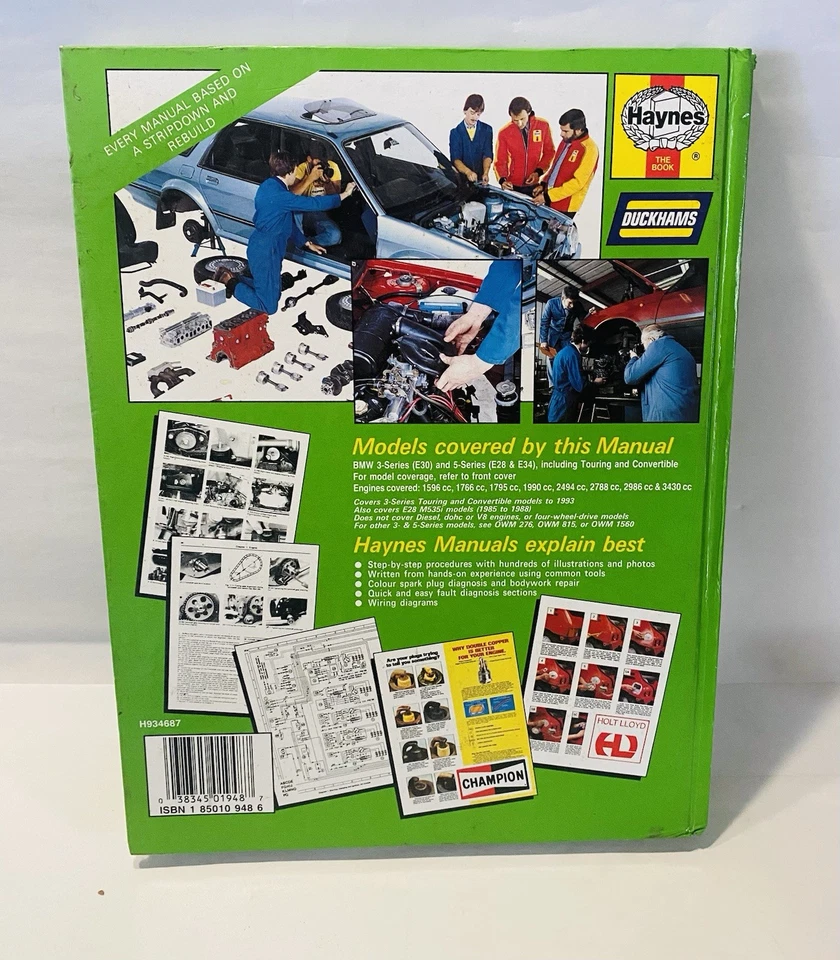 BMW 3 & 5 SERIES (sohc, petrol) (83-91 & 81-93) Haynes (1948) Rare - Image 2 of 4