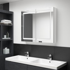 Armoire de Salle de Bain à Miroir LED Gris Béton 80x12x68 cm Rangement vidaXL