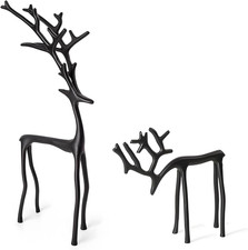 2 Pcs Reindeer Christmas Decor  Black Metal Reindeer Decor for Table Centerpieces