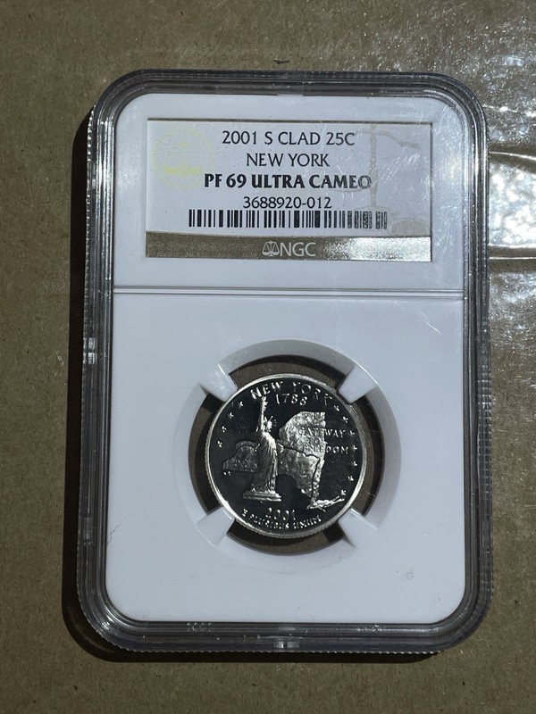 2001-S Clad Proof New York State Quarter NGC Graded PF69 Ultra Cameo